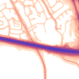 Daytime road noise heatmap for TF1 2NS