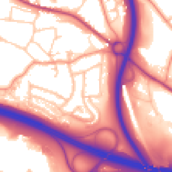 Daytime road noise heatmap for TF2 0AW