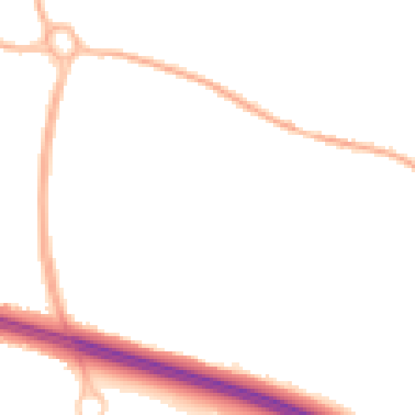 Night-time road noise heatmap for TF2 0DH