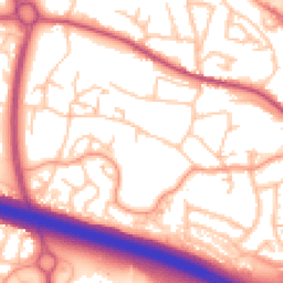 Daytime road noise heatmap for TF2 0EB