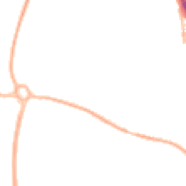 Night-time road noise heatmap for TF2 6BQ