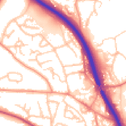 Daytime road noise heatmap for TF2 6EW