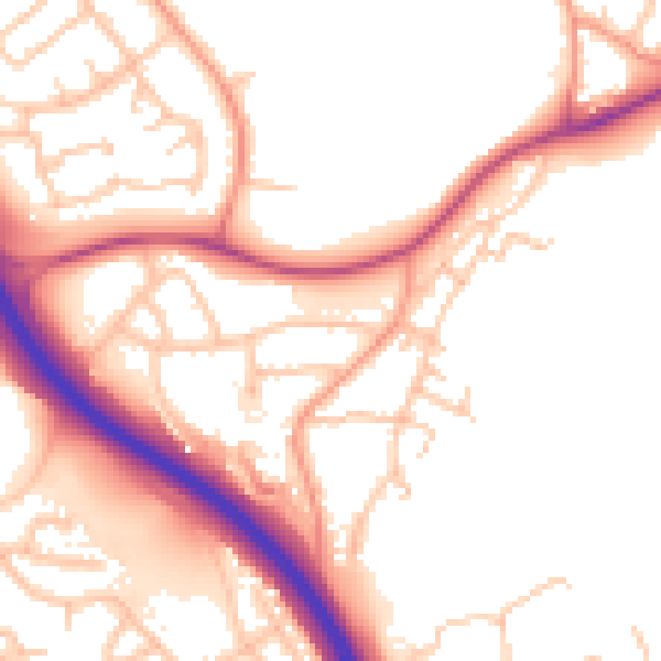 Daytime road noise heatmap for TF2 6JY