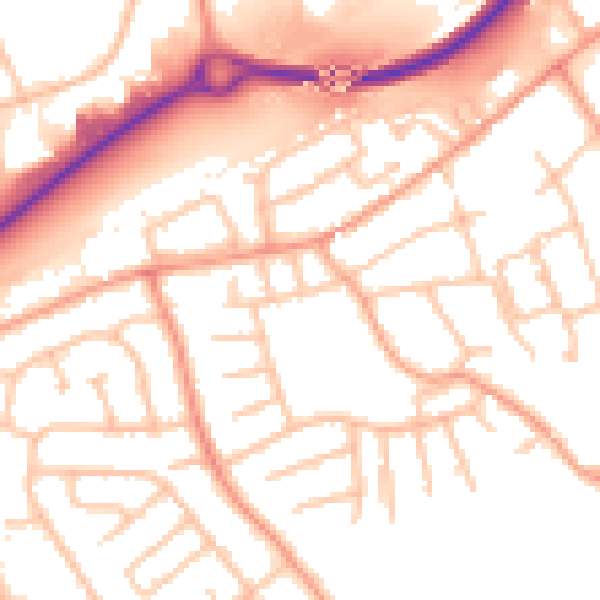 Daytime road noise heatmap for TF2 7EH