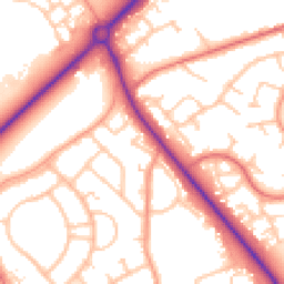 Daytime road noise heatmap for TF2 8JD