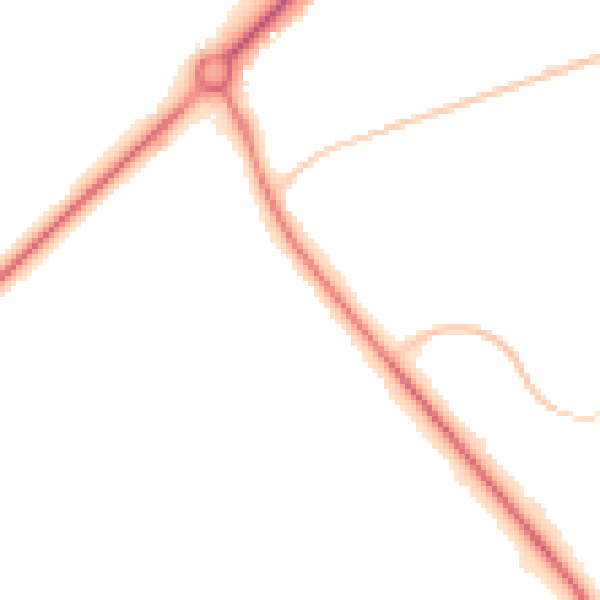 Night-time road noise heatmap for TF2 8JD