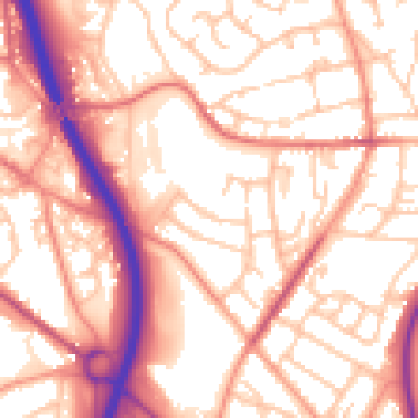 Daytime road noise heatmap for TF2 9DP