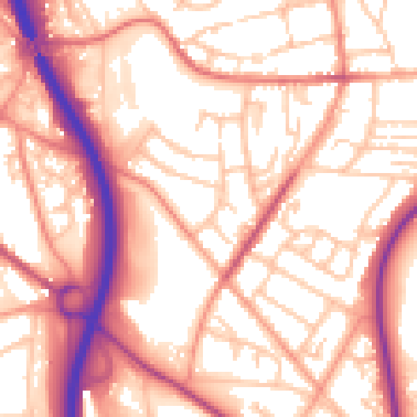 Daytime road noise heatmap for TF2 9DQ