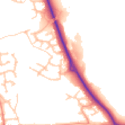 Daytime road noise heatmap for TF2 9FY