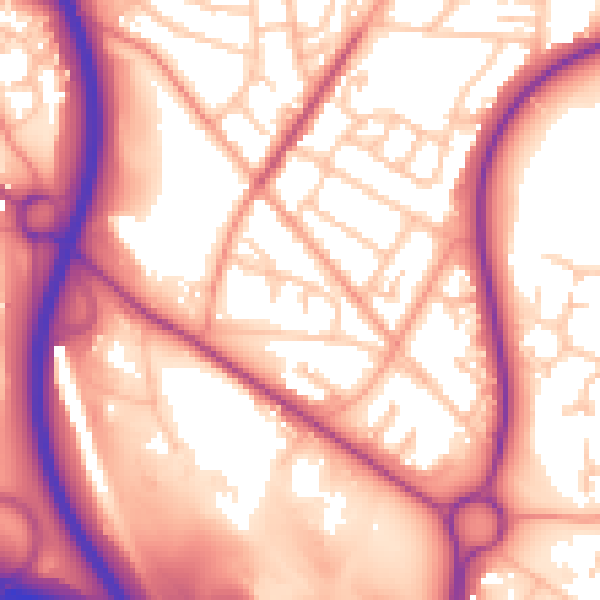 Daytime road noise heatmap for TF2 9HJ
