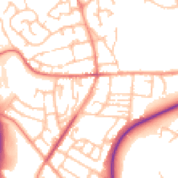 Daytime road noise heatmap for TF2 9JQ