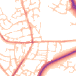 Daytime road noise heatmap for TF2 9JS