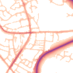 Daytime road noise heatmap for TF2 9JW