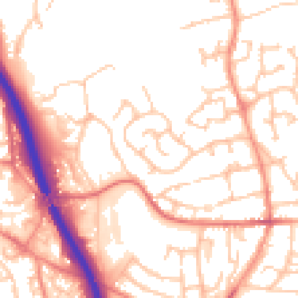 Daytime road noise heatmap for TF2 9PS