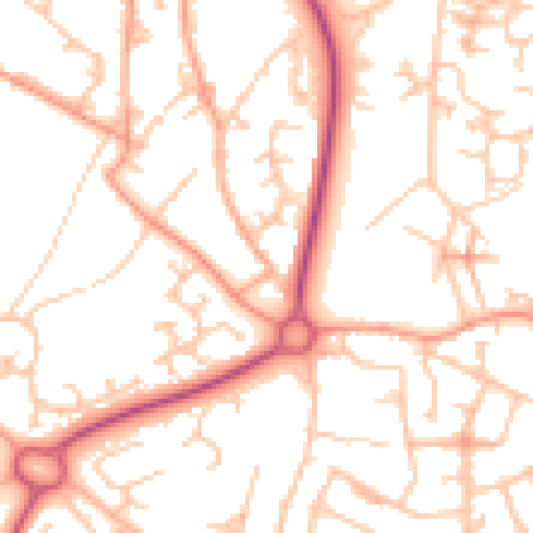 Daytime road noise heatmap for TF4 2AZ