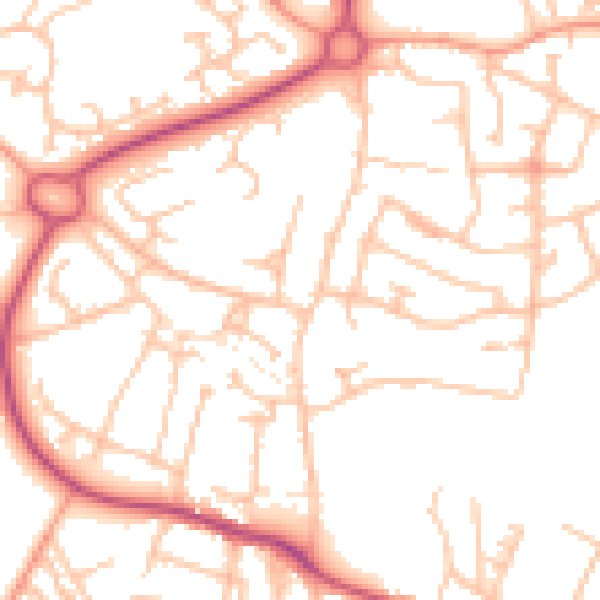 Daytime road noise heatmap for TF4 2EG