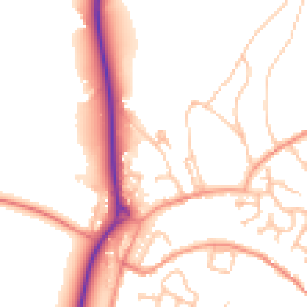 Daytime road noise heatmap for TF4 2NE
