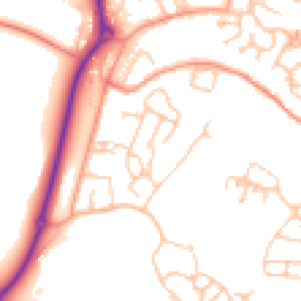 Daytime road noise heatmap for TF4 3FD
