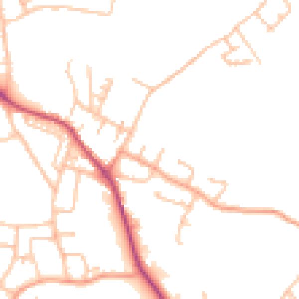 Daytime road noise heatmap for TF4 3PQ