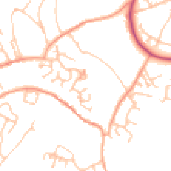 Daytime road noise heatmap for TF4 3UQ