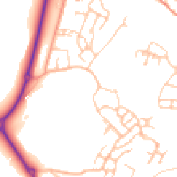 Daytime road noise heatmap for TF4 3XG