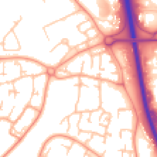 Daytime road noise heatmap for TF7 4BJ