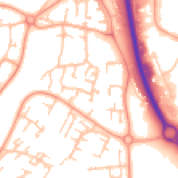Daytime road noise heatmap for TF7 4DF
