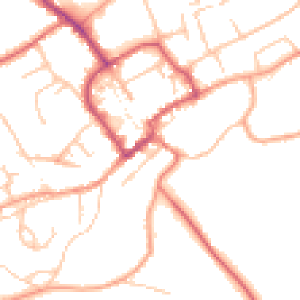 Daytime road noise heatmap for TF9 1AA