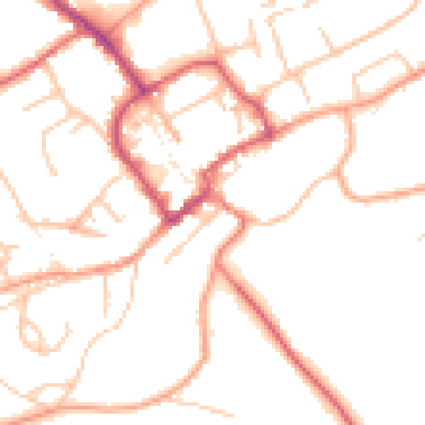 Daytime road noise heatmap for TF9 1AD