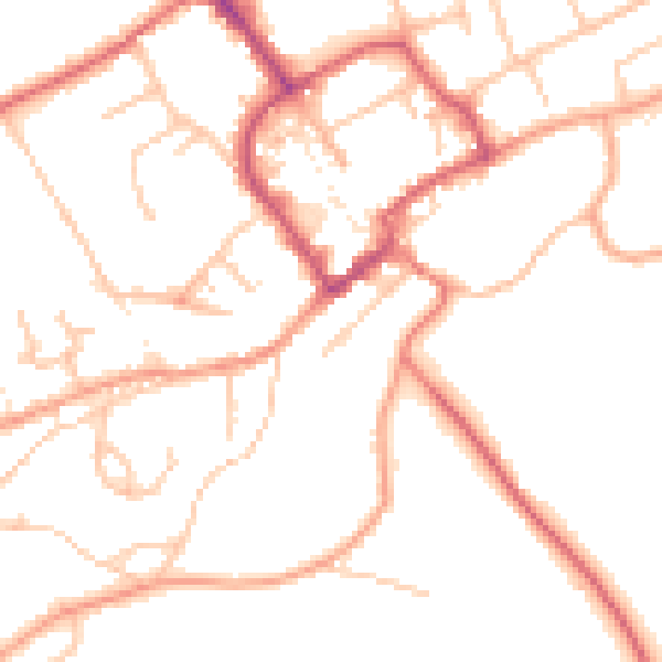 Daytime road noise heatmap for TF9 1AF