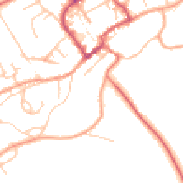 Daytime road noise heatmap for TF9 1AG