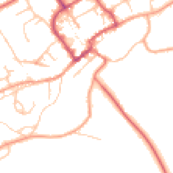 Daytime road noise heatmap for TF9 1AH