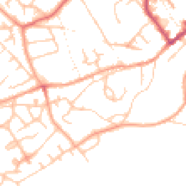 Daytime road noise heatmap for TF9 1AP