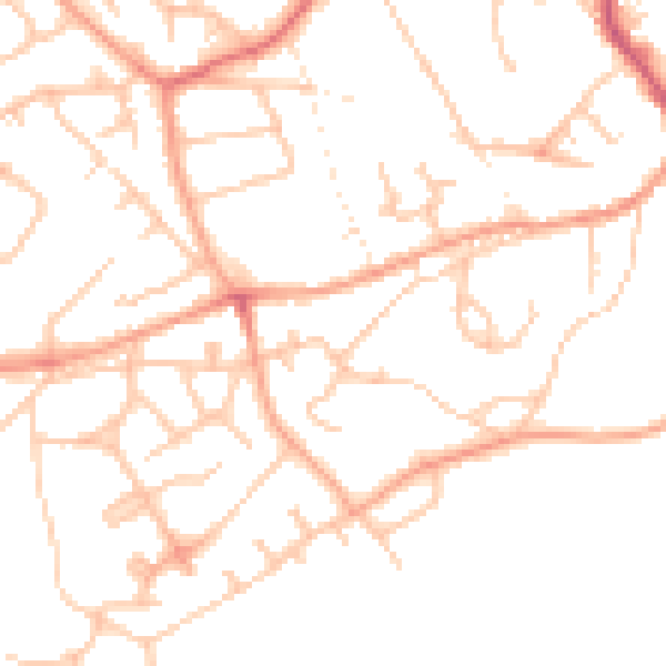 Daytime road noise heatmap for TF9 1AS
