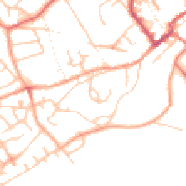 Daytime road noise heatmap for TF9 1AW