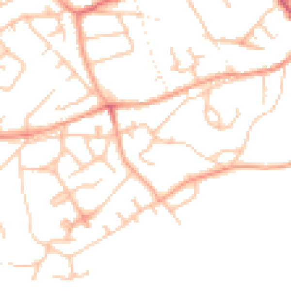 Daytime road noise heatmap for TF9 1AX