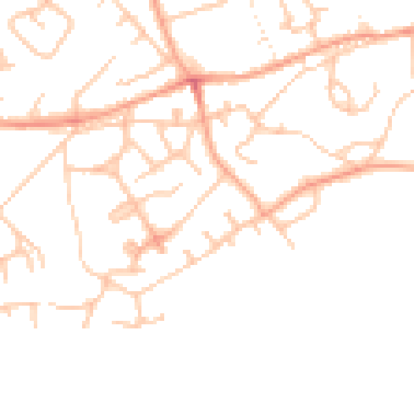 Daytime road noise heatmap for TF9 1BA