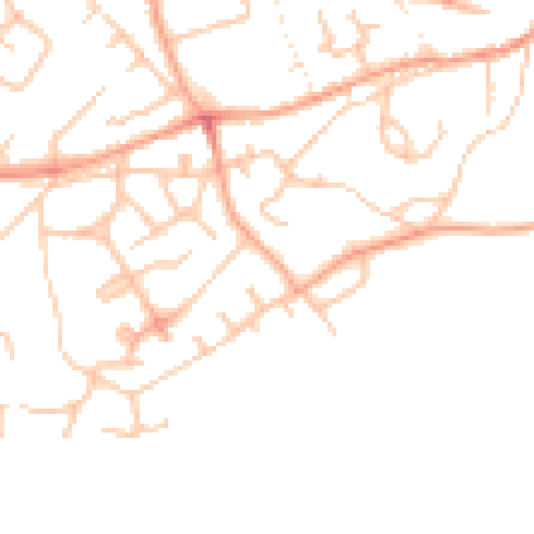Daytime road noise heatmap for TF9 1BB