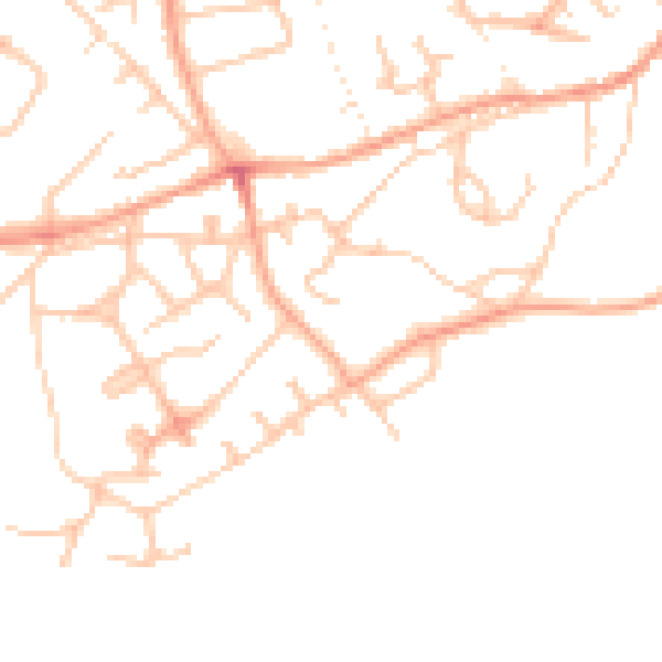 Daytime road noise heatmap for TF9 1BD