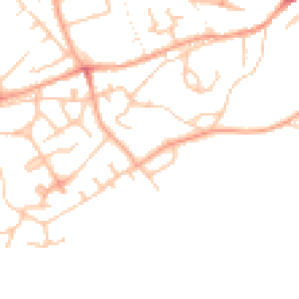 Daytime road noise heatmap for TF9 1BE