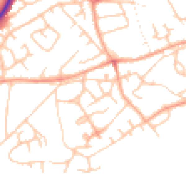Daytime road noise heatmap for TF9 1BF
