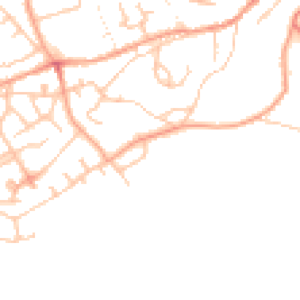 Daytime road noise heatmap for TF9 1BG
