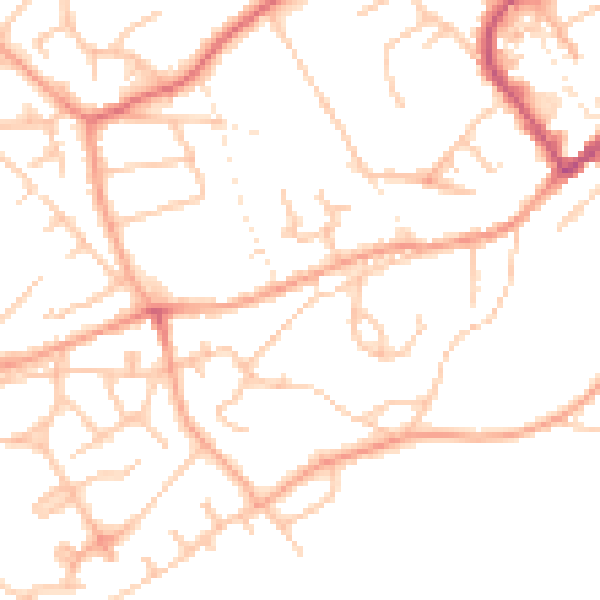 Daytime road noise heatmap for TF9 1BH