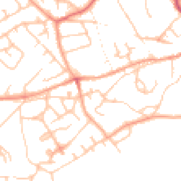 Daytime road noise heatmap for TF9 1BP