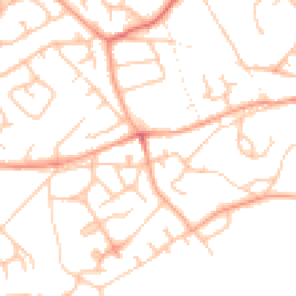Daytime road noise heatmap for TF9 1BS