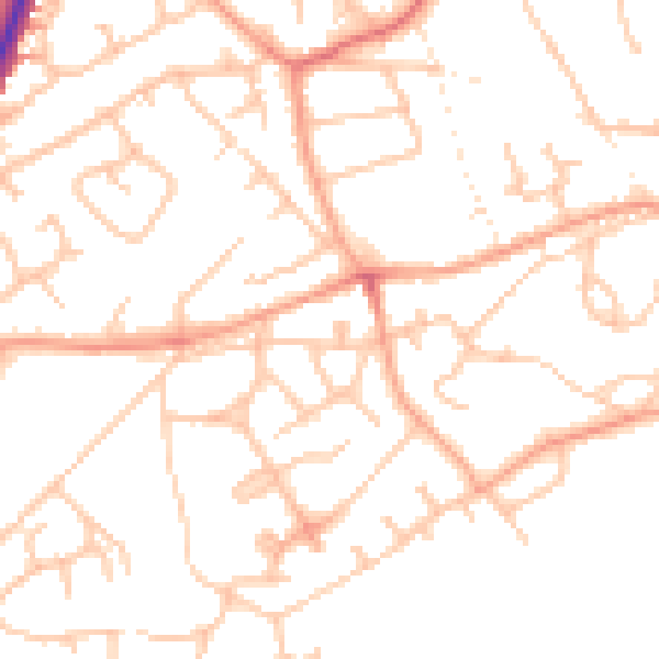 Daytime road noise heatmap for TF9 1BU