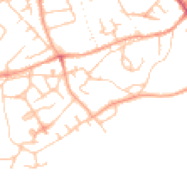 Daytime road noise heatmap for TF9 1BW