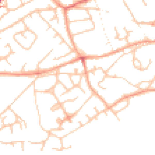 Daytime road noise heatmap for TF9 1BX