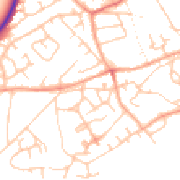 Daytime road noise heatmap for TF9 1BY