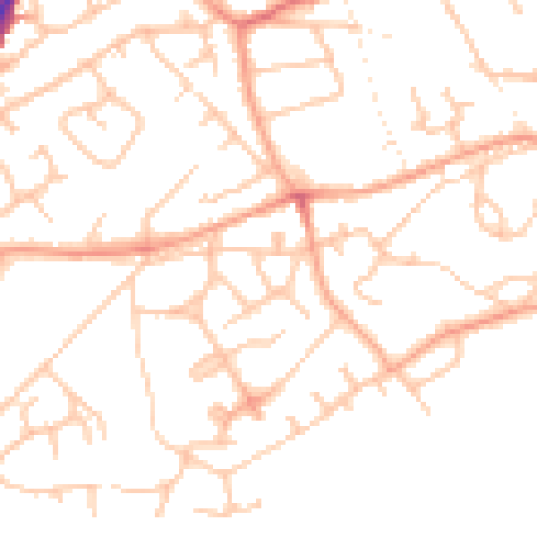 Daytime road noise heatmap for TF9 1DA